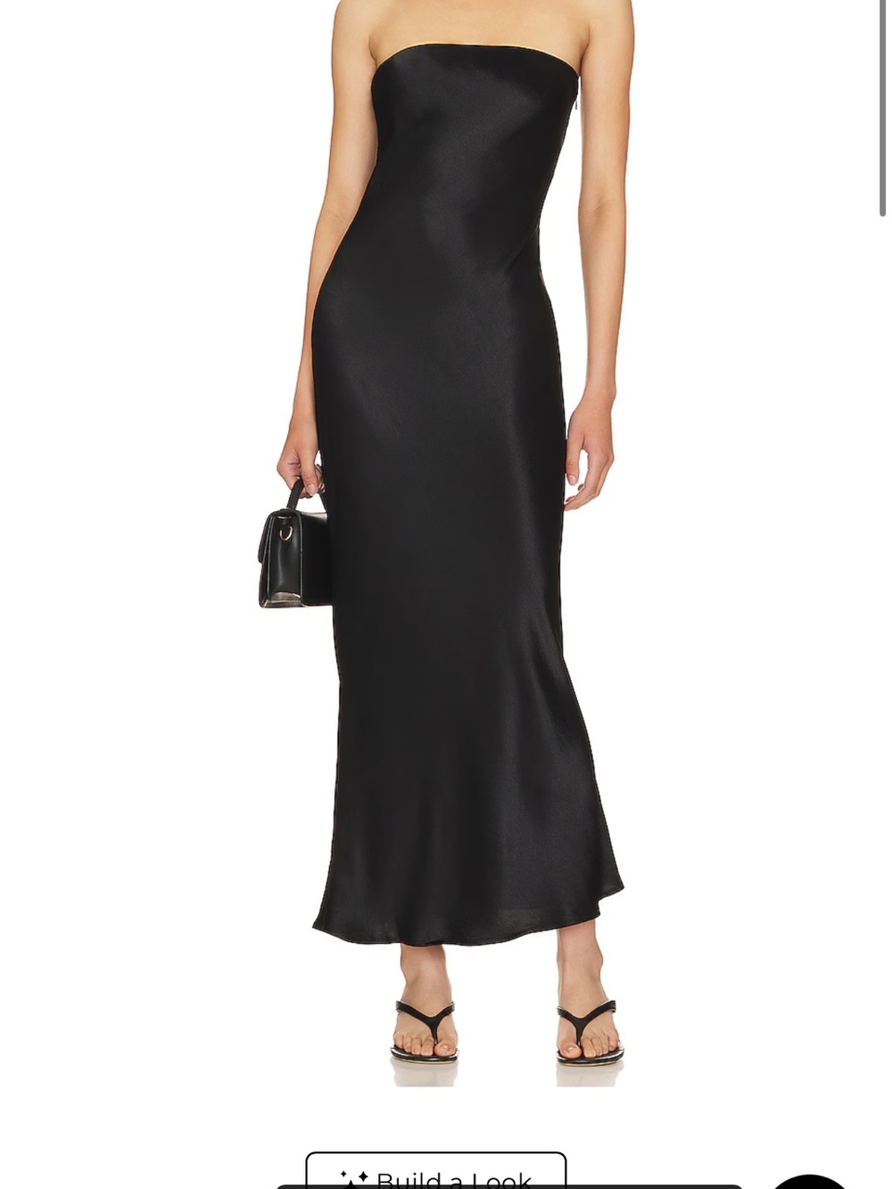 Classic Strapless Black Satin Maxi Dress